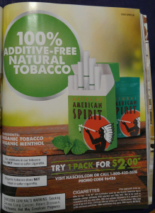 Natural American Spirit organic smokes magazine ad