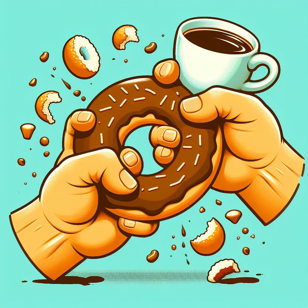 hands fighting over a chocolate glazed donut